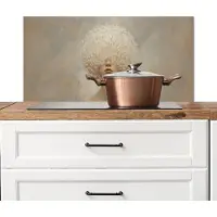 KitchenYeah Spatscherm keuken 90x45 cm - Kookplaat achterwand Dromerig - Beige - Paardenbloemzaadjes - Muurbeschermer - Spatwand fornuis - Hoogwaardig aluminium
