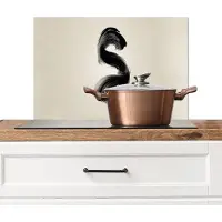 KitchenYeah Spatscherm keuken 70x50 cm - Kookplaat achterwand Penseelstreek - Zwart - Minimalistisch - Muurbeschermer - Spatwand fornuis - Hoogwaardig aluminium
