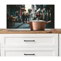 KitchenYeah Spatscherm keuken 80x40 cm - Kookplaat achterwand Boeket - Bloemen - Kleurrijk - Astronaut - Muurbeschermer - Spatwand fornuis - Hoogwaardig aluminium