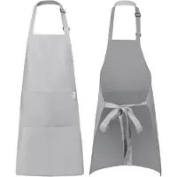 Castagnola keukenschort - Water- en vuilafstotend - Professioneel Kookschort - BBQ Schort voor Dames en Heren - Unisex - Verstelbare Gesp - Extra Grote Vakken - Lichtgrijs