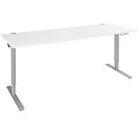 Schäfer Shop bureau AERO FLEX, elektrisch in hoogte verstelbaar, rechthoekig, T-voet, B 2000 x D 800 x H 620-1280 mm, wit/blank aluminium