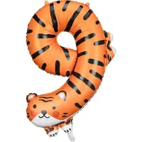 Party-Decoration Partydeco - Folieballon cijfer 9 - tijger - 64 x 87 cm