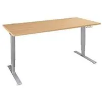 Schäfer Shop bureau AERO FLEX, elektrisch in hoogte verstelbaar, rechthoekig, T-voet, B 1800 x D 800 x H 620-1280 mm, beuken/blank aluminium