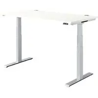Schäfer Shop bureau MODENA FLEX - elektrisch in hoogte verstelbaar - rechthoekig - T-poot - B 1600 x D 800 x H 645-1290 mm - wit/blank aluminium