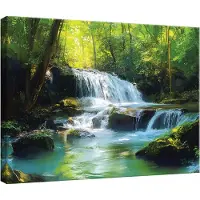 WALLARENA - Canvas schilderij - 40x30 cm - waterval natuur voor slaapkamer, salon, keuken