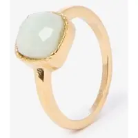 Sissy-Boy Gold plated ring met vierkante steen | Maat: 18