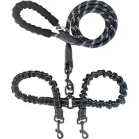 Filo Dubbele Hondenriem - Klein - 360 Graden Roterend - Voor 2 Honden - Elastisch - Duo Hondenlijn - Leiband Hond - Honden Riem