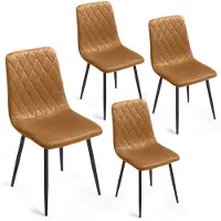 Lina Elisia Eetkamerstoelen Okergeel - Stoel - Set van 4 - Velvet