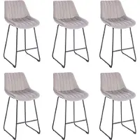 Lina Vegas Barstoel Licht Grijs - Set van 6 - Velvet - Barkrukken