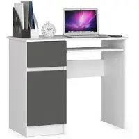 NORE Bureau Links PIKSEL / Computerbureau / Computer Tafel / Bureautafel Rechts / Wit - Grafietgrijs / 90 x 77 x 50 cm