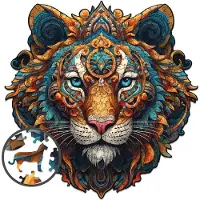 Milliwood - PH608 Houten Puzzel XXL Tijgermoed | 3D Puzzels bouwpakket | Hobby Speelgoed voor kinderen & volwassenen | Wanddecoratie Woonkamer | 400 stukjes Ø45cm