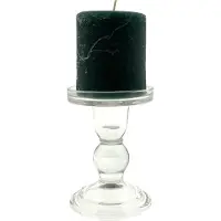 Gusta - Glazen Kandelaar met Stomkaars - Zeegroen - 8.5 x 19 cm