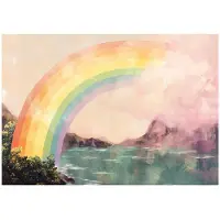 WALLARENA - Fotobehang - 300x210 cm - fotobehang voor meisjes met een regenboog en een meer van vliesbehang