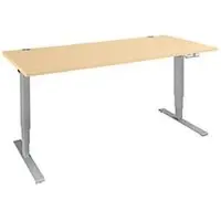 Schäfer Shop bureau AERO FLEX, elektrisch in hoogte verstelbaar, rechthoekig, T-voet, B 1800 x D 800 x H 620-1280 mm, ahorn/blank aluminium