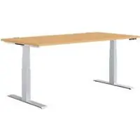 Schäfer Shop bureau MODENA FLEX - elektrisch in hoogte verstelbaar - rechthoekig - T-poot - B 1600 x D 800 mm - ahorn/blank aluminium