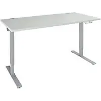 Schäfer Shop bureau AERO FLEX, elektrisch in hoogte verstelbaar, rechthoekig, T-voet, B 1200 mm, aluminium lichtgrijs/wit