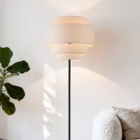 LumenXL Vloerlamp Zhuo met linnen kap - zwart