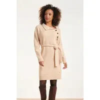 Smashed Lemon 24621 beige gebreide jurk met hoge hals