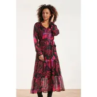 Smashed Lemon 24522 fuchsiapaarse hartjesprint maxi jurk |