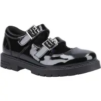 Hush puppies Ella Patent Junior Meisjes Zwart Leren Schoenen