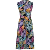 Conquista Mouwloze Empire Line-jurk in Foksia print