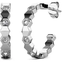 MYC Paris Gebogen oorbellen - Zilver en kristal