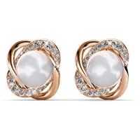 MYC Paris Simply Pearl oorbellen - Roségoud en kristal