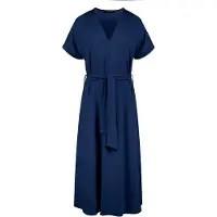 Conquista Blauwe jersey midi-jurk met riem