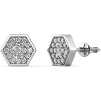 MYC Paris Hexagon oorbellen - zilver en kristal