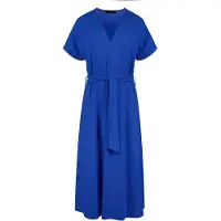 Conquista Koningsblauwe jersey midi-jurk met riem