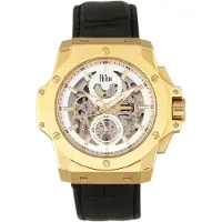 REIGN Commodus automatisch skelet horloge met leren band