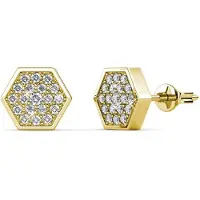 MYC Paris Hexagon oorbellen - goud en kristal