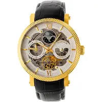 Heritor Automatic Heritor automatisch Aries-skelethorloge met leren band