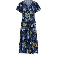 Conquista Marine Print midi-jurk met vlinderstrik