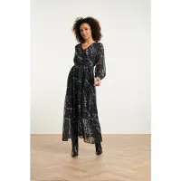 Smashed Lemon 24752 elegant chiffon jurk met dierenprint |