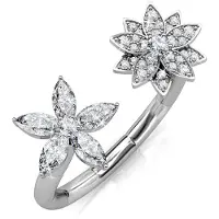 MYC Paris Broederlijke Bloom Ring - Zilver en Kristal