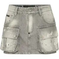 Philipp Plein Denim Cargo Mini Skirt
