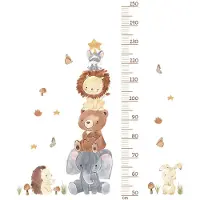 Siso Wandsticker Dierenpiramide Meetlat - Educatieve Groeimeter voor Kinderkamer - 50 tot 250cm - Dieren Meetsticker voor Peuter- en Babykamer