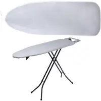 Kadax Strijkplankhoes, gemetalliseerde strijkplankovertrek van katoen voor stoomstrijkijzer, strijkplankovertrek met trekkoord en stopper, overtrek voor strijkplanken (grijs, 126 x 45 cm)