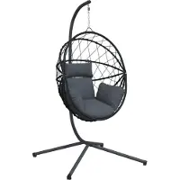 vidaXL Hangstoel met standaard rattan en staal antracietkleurig