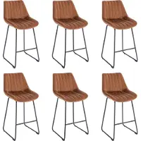 Lina Vegas Barstoel Bruin - Set van 6 - Velvet - Barkrukken