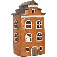 Clayre & Eef Waxinelichthouder Huis 20x15x34 cm Oranje Keramiek