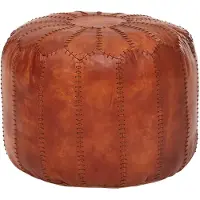 Wohnling Poef bruin leer 52x40x52 cm - WL6.088