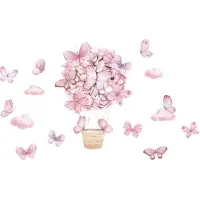 Sipo Wandsticker Roze Vlinders - Zelfklevende Muurdecoratie voor Kinderkamer - 53x88 cm - Vlinder Wandsticker voor Meisjeskamer en Babykamer