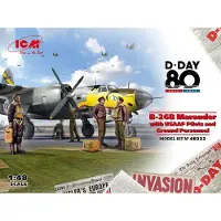 ICM Modelbouwpakket Militaire voertuigen - 48322 D-Day 80 B-26B Marauder with USAAF Pilots and Ground Personnel Plastic - 1:48 - Modelbouw