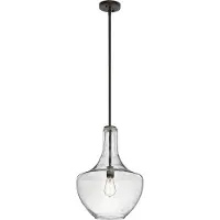 Kichler Glazen hanglamp Everly, dimbaar, brons / oud-messing, Woon-/ Eetkamer, Glas, Design, hanglamp