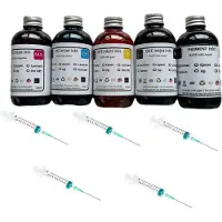Inktmedia Geschikt HP navul inkt SET VAN 5 KLEUREN zwart foto zwart cyaan magenta geel 500ml van