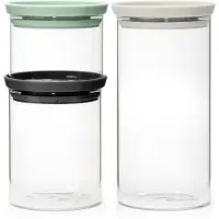 Brabantia Glazen Voorraadbussen stapelbaar - Set van 3