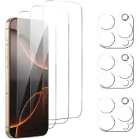 Podec Screenprotector en Camera Lens Protector geschikt voor iPhone 16 Pro Max - Gehard Beschermglas - Transparant en Krasbestendig - Tempered Glass Screen Cover - 3 + 3 Stuks
