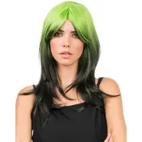 Chaks - Volwassen groene en zwarte tie-dye pruik